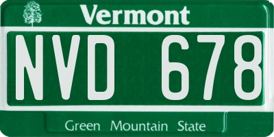 VT license plate NVD678