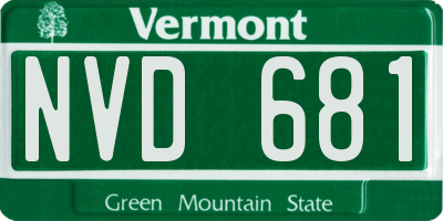 VT license plate NVD681