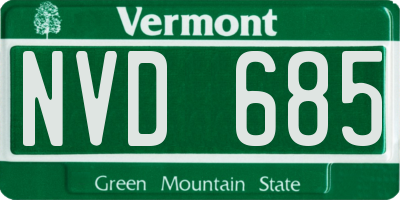 VT license plate NVD685