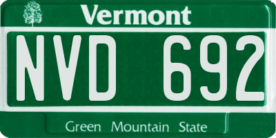 VT license plate NVD692