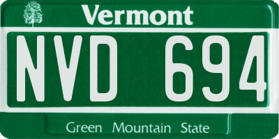 VT license plate NVD694