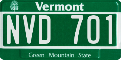 VT license plate NVD701