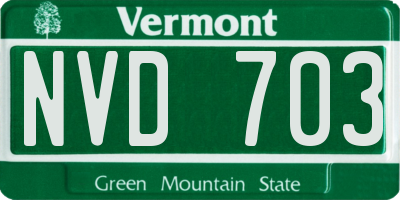 VT license plate NVD703