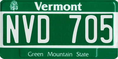 VT license plate NVD705