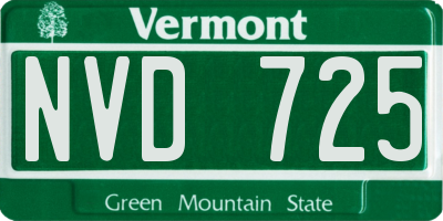 VT license plate NVD725