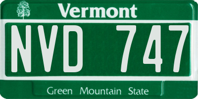 VT license plate NVD747