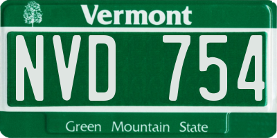 VT license plate NVD754