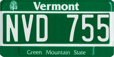 VT license plate NVD755