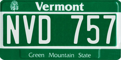 VT license plate NVD757