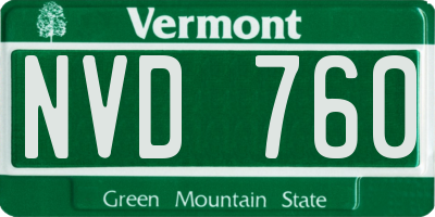 VT license plate NVD760