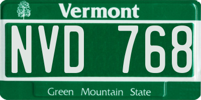 VT license plate NVD768