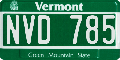 VT license plate NVD785