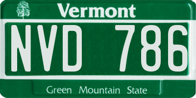 VT license plate NVD786