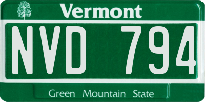 VT license plate NVD794