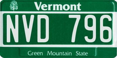 VT license plate NVD796