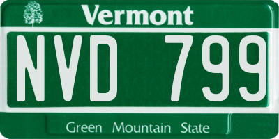 VT license plate NVD799