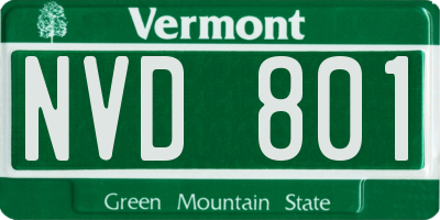 VT license plate NVD801