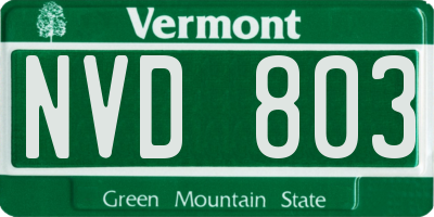 VT license plate NVD803
