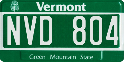 VT license plate NVD804