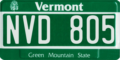 VT license plate NVD805