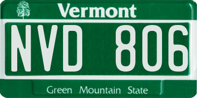 VT license plate NVD806