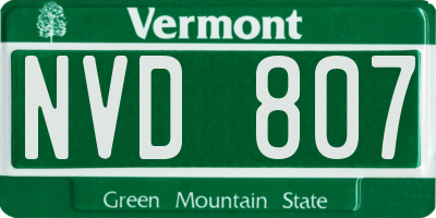 VT license plate NVD807