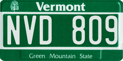VT license plate NVD809