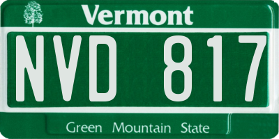 VT license plate NVD817