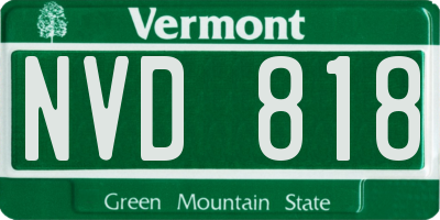 VT license plate NVD818