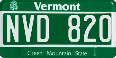 VT license plate NVD820