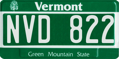 VT license plate NVD822