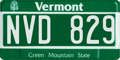 VT license plate NVD829