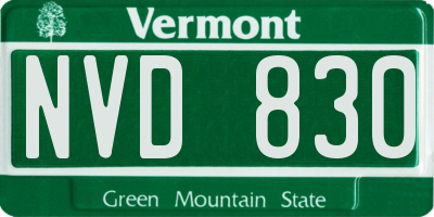 VT license plate NVD830