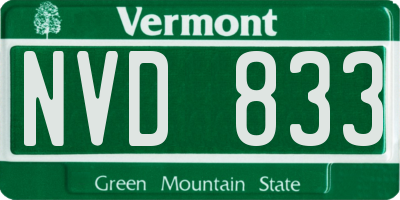 VT license plate NVD833