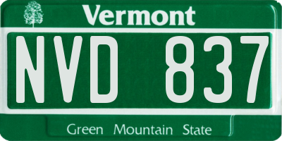 VT license plate NVD837