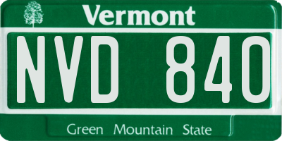 VT license plate NVD840
