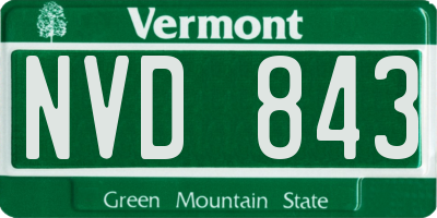 VT license plate NVD843