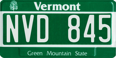 VT license plate NVD845