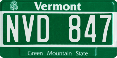VT license plate NVD847