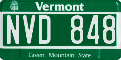 VT license plate NVD848