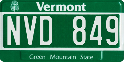 VT license plate NVD849
