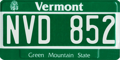 VT license plate NVD852