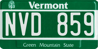 VT license plate NVD859