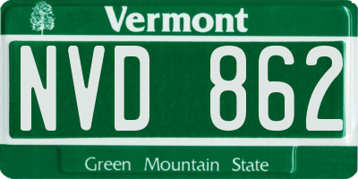 VT license plate NVD862