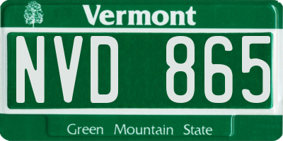VT license plate NVD865