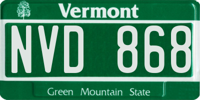 VT license plate NVD868