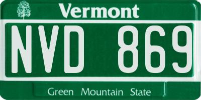 VT license plate NVD869