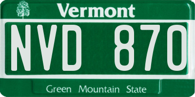 VT license plate NVD870
