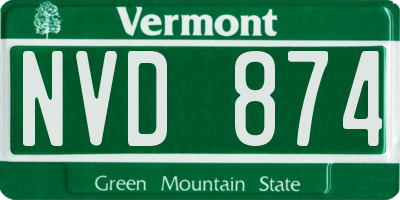 VT license plate NVD874