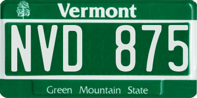 VT license plate NVD875
